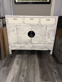 Hand Painted Antique Solid Wood Cabinet