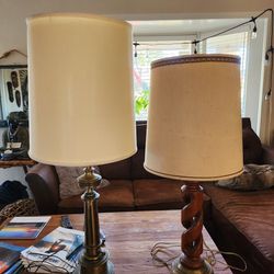Two Vintage Lamps With Lamp Shades Included