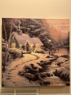 24x24 -winter house canvas paining