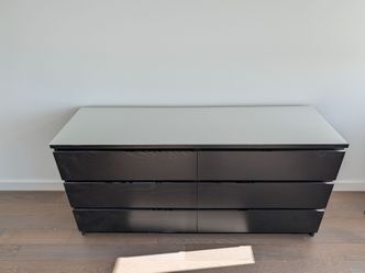 IKEA Malm 6-drawer dresser with glass top