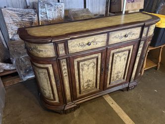 Rustic European Paint Decorated Demi Lune Sideboard