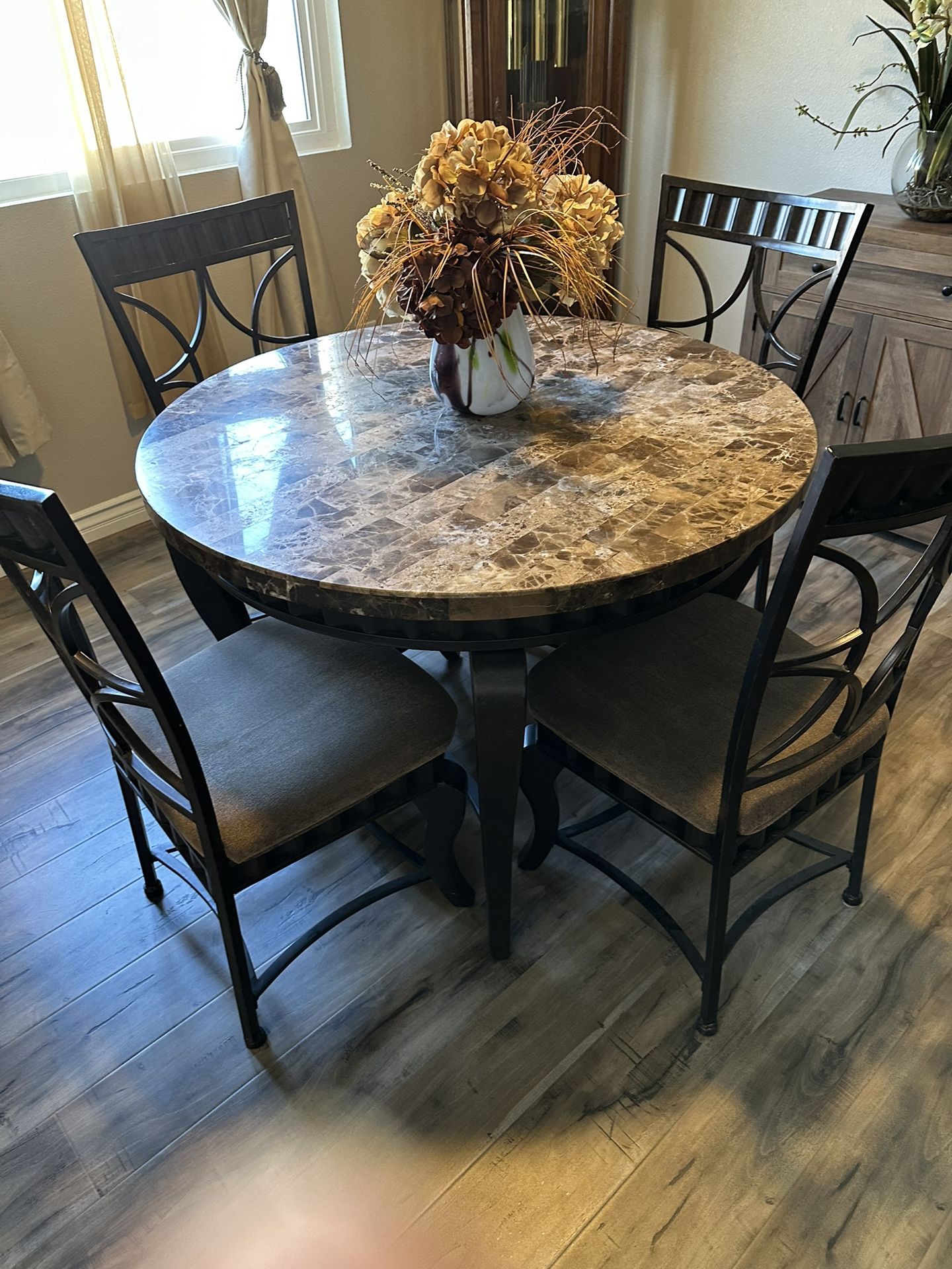 Dining Set Metal Chairs And Rock Top