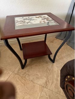 Cherry Side table with glass