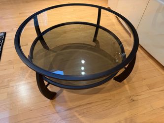 Black designer two tier glass coffee table