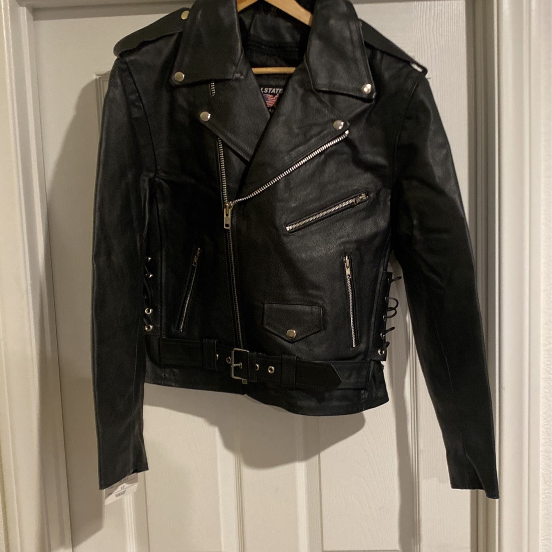 Men’s Police Style Black Leather Jacket
