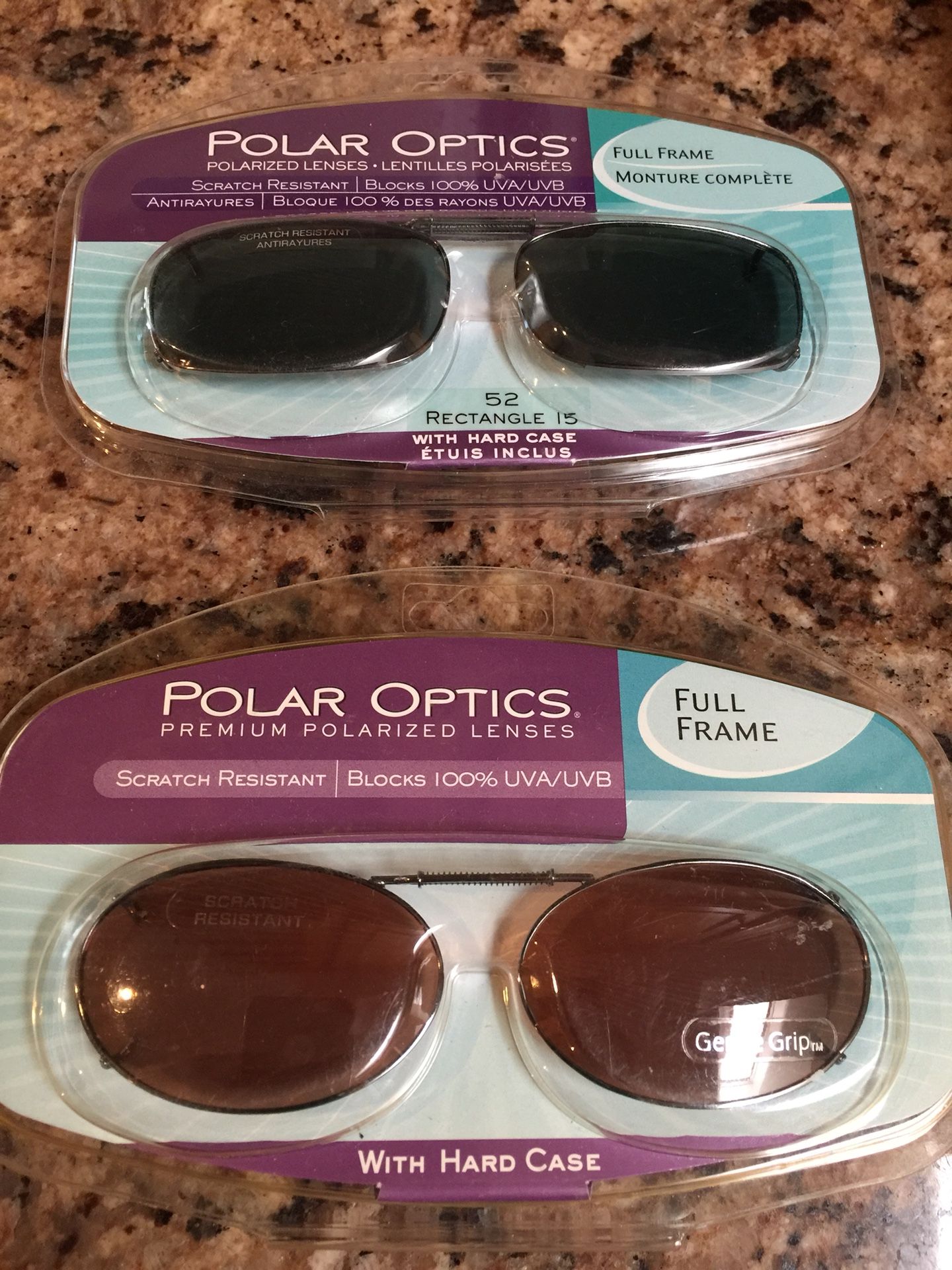 Polar Optics - clip on premium polarized lenses with hard case