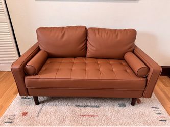 Small Brown Mid Century Modern Sofa