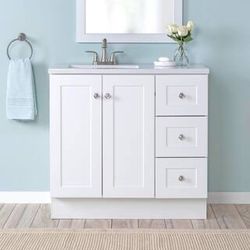 🚿 Bannister 37” Single Sink Bath Vanity – White – Used