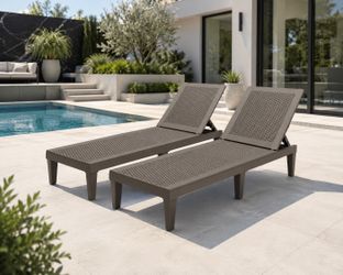 New Heavy Duty Set of 2 Outdoor Lounge Chairs Quick Assembly and Waterproof with Adjustable Backrest for Pool Beach Garden   New in box T-PCL23-0186 7