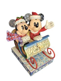 Jim Shore Mickey Minnie Mouse Old Fashion Sleigh Ride