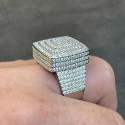 Men's Real 925 Silver Iced Hip Hop 5ct MOISSANITE RING