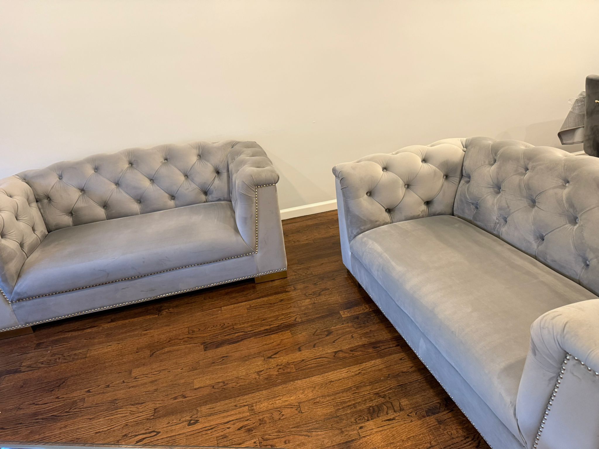 2 Farah velvet loveseat sofas by tov furniture