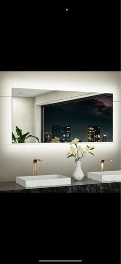 48 in. W x 24 in. H Rectangular Frameless LED Light 3-Color Dimmable Anti-Fog Wall Bathroom Vanity Mirror with Backlit