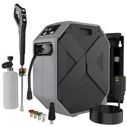 Wall Mounted Pressure Washer - 5000 PSI, 3.6 GPM Electric Power Washer with 100FT Retractable Hose, 5-Stage Adjustable Pressure, Foam Cannon & 5 Nozzl