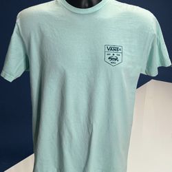 Vans Off The Wall Bear Logo T-Shirt Men’s Medium Aqua Blue Tee Skate California