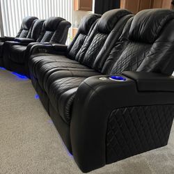 🔥 Seatcraft Diamante Luxury Home Theater Couch + Loveseat – Like New 🔥