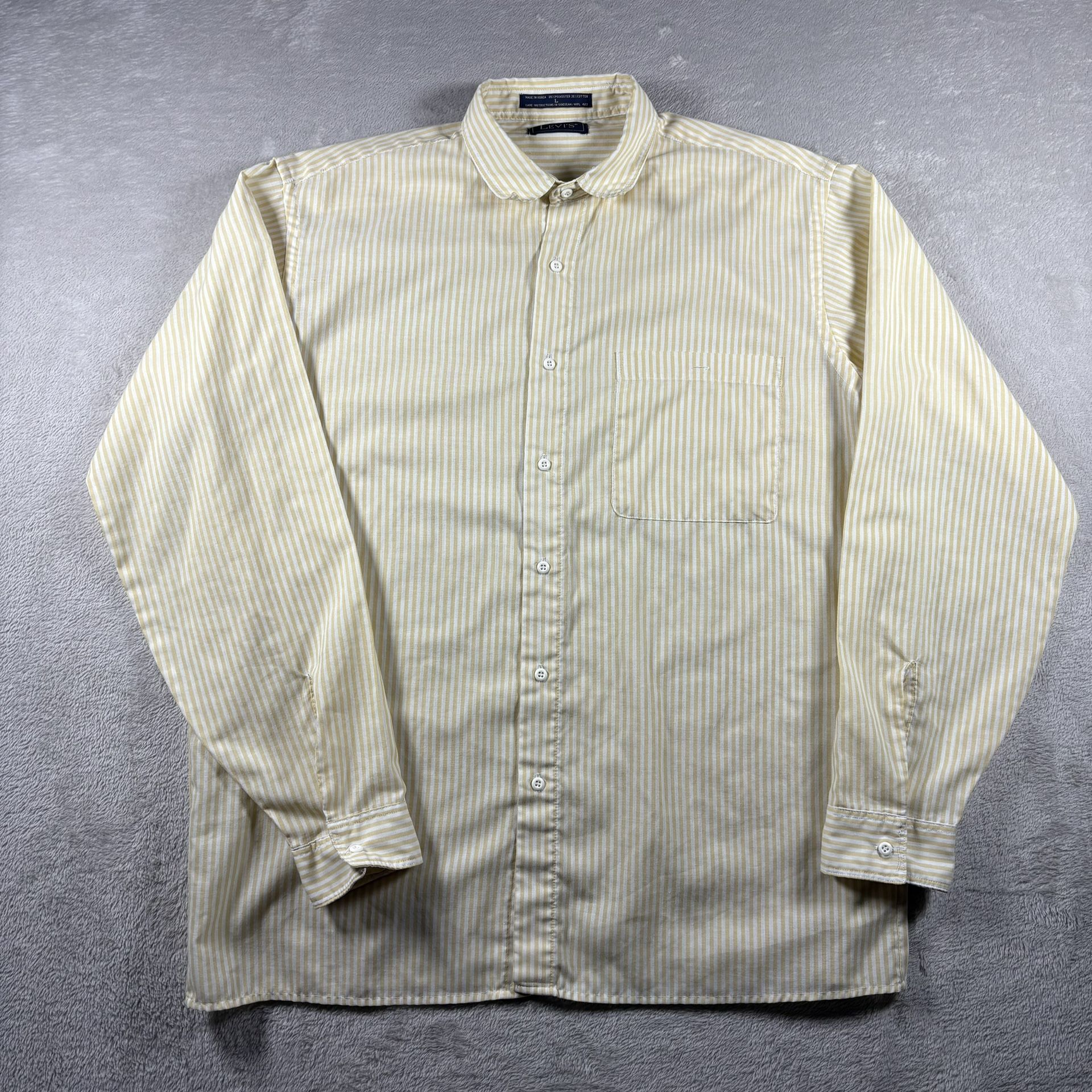 Vintage Levi’s Men’s Large Yellow Striped Button Up Shirt 70s 80s #1898