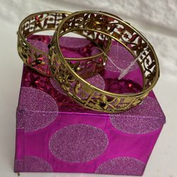 set of 2 gold plated bangles party wear size 2.5 diameter each bangel