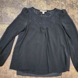 Forever 21 Long Sleeve 2-Piece Black Blouse Size Medium