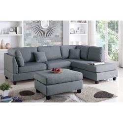 Gray Sectional Sofa With Ottoman 