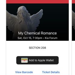 2 MCR Tickets For Oct 15th Saturday 