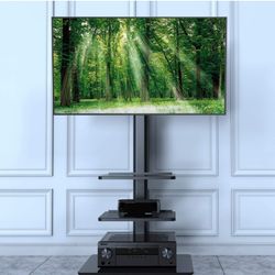 Universal Floor TV Stand with Mount for 19 to 43 inch Flat Screen TV, 100 Degree Swivel, Adjustable Height and Tilt Function, 

