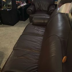 Couch & Chair (Leather) Burgundy