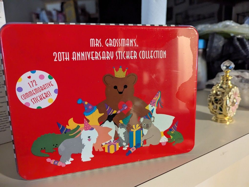 Vintage Mrs Grossman's 20th Anniversary Sticker Collection Tin Sealed