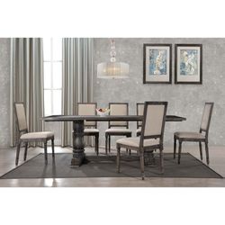 KITCHEN DINING TABLE SET SMOKED GRAY 7 PIECE DINING TABLE SET - MESA SILLAS COMEDOR