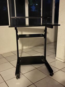 Black Rolling Computer Desk Cart