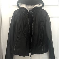 Women’s Hooded Leather Coat