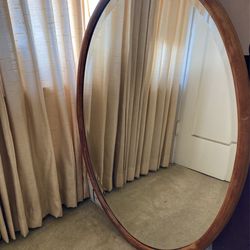 Oval Wooden Frame Mirror 