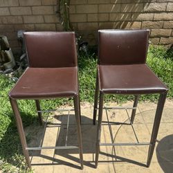 Brown Faux Leather Bar Stools – Set of 2 – $20 (Mission Valley) 
