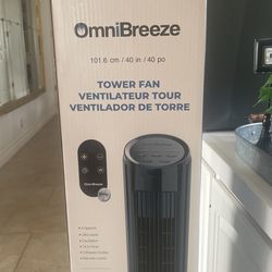 Brand New Omni Breeze Tower Fan, 40” Multiple Modes, Oscillating, Quiet, Led Display