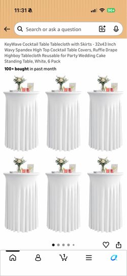 Brand new Cocktail Table Tablecloth with Skirts - 32x43 Inch Wavy Spandex High Top Cocktail Table Covers, Ruffle Drape Highboy Tablecloth Reusable for