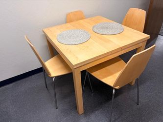 Wood Dining Table with 5 Chairs