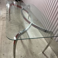 Glass and chrome dinning table
