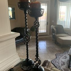 Tall decorative  Candlesticks - Bronze/brown Scroll Detail