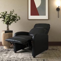 Black Push Back Recliner Chair _ NEW