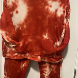 WOMENS DEEP RED HOODED JOGGER SET