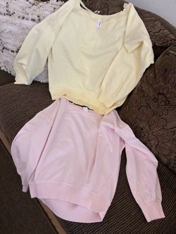 Lace Trim Sweatshirts Bundle – Yellow & Pink