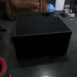 Black wicker Glass top Table