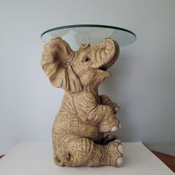 Elephant Resin Glass Top Side Table