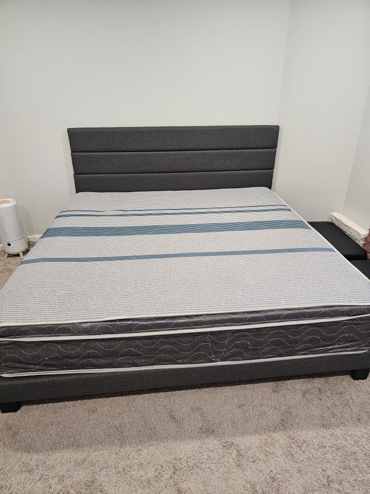 Bed Frame With Extra Firm Mattress -- KING SIZE - For $199