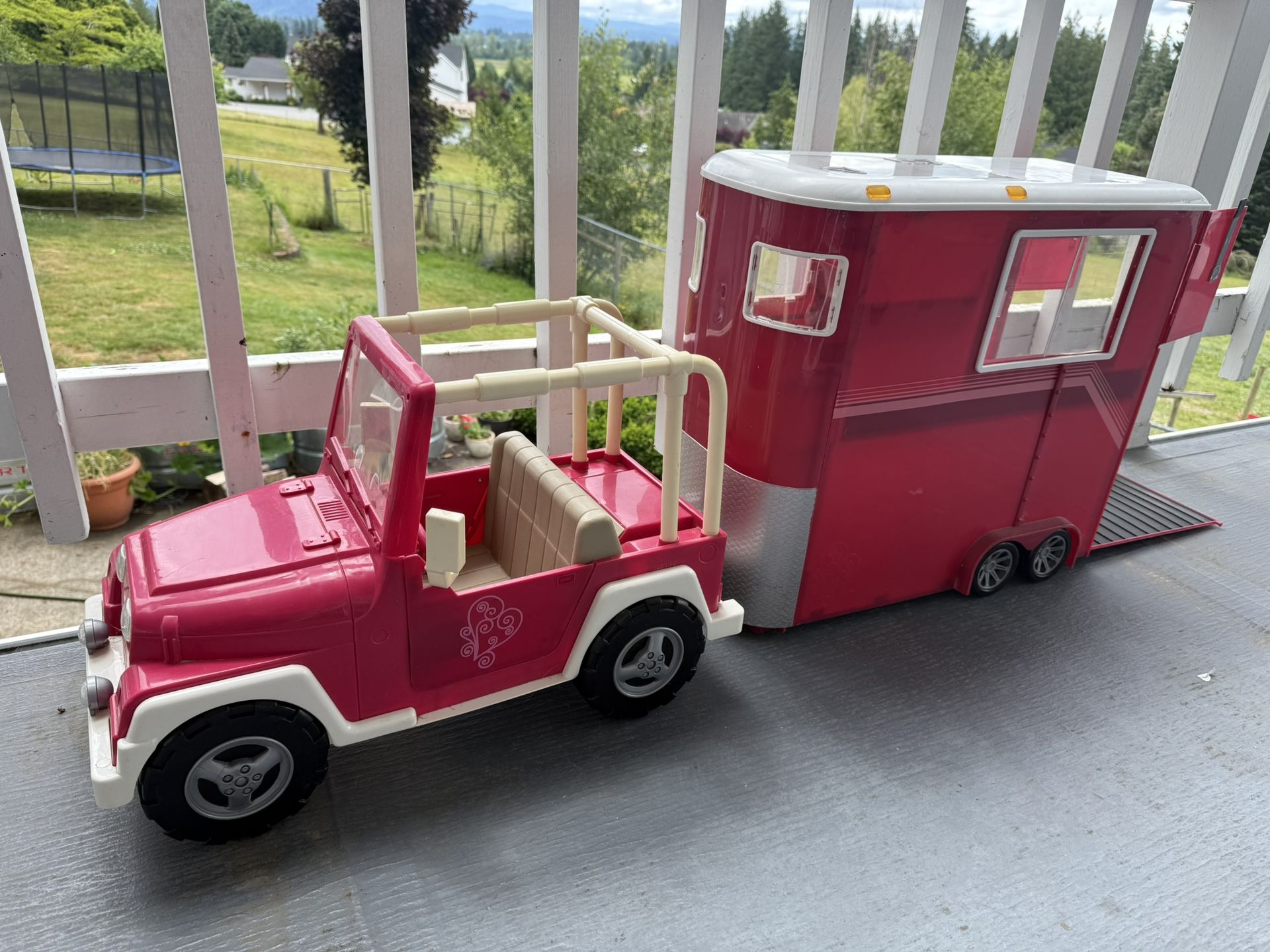 Our Generation Doll Jeep Horse Trailer