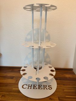 Party Display stand for 32 champagne wine glasses. Brand new - assembled metal tiered stand
