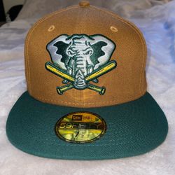 New Era 59FIFTY Oakland A's Elephant 40th Anniversary Yellow UV Fitted Hat 7 1/2