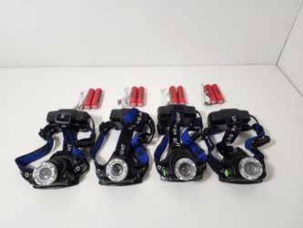 4pcs USB Rechargeable Headlight Tactical LED Headlamp Power Head Torch Lamp