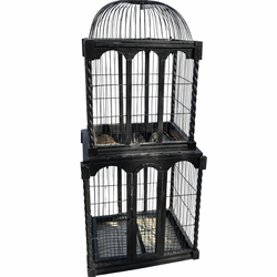 Victorian Antique Metal & Wood Bird Cage