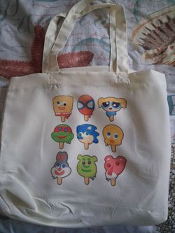 Ice cream cartoon character tote bag